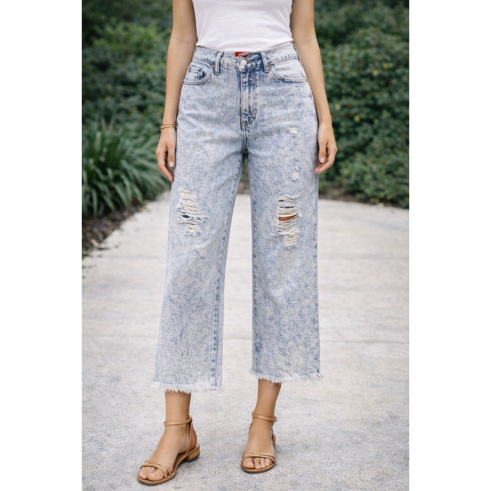 Guess Los Angeles Women's Jeans Crop Wide Leg acid‎ was jeans Size 29 Y2K 90s